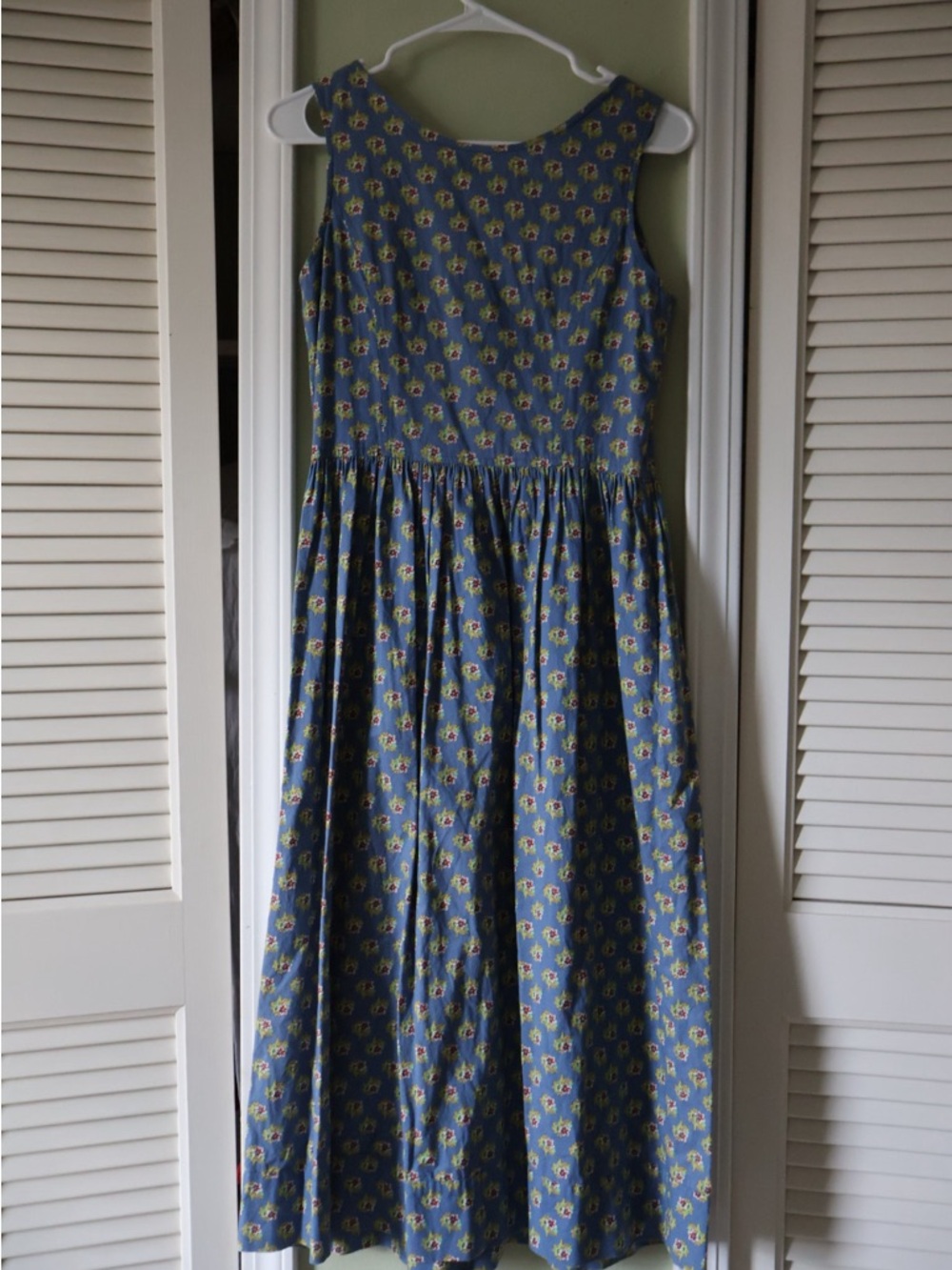 Vintage Laura Ashley Button-Front Sleeveless Floral Maxi Dress Blue & Yellow 4 - Picture 6 of 6